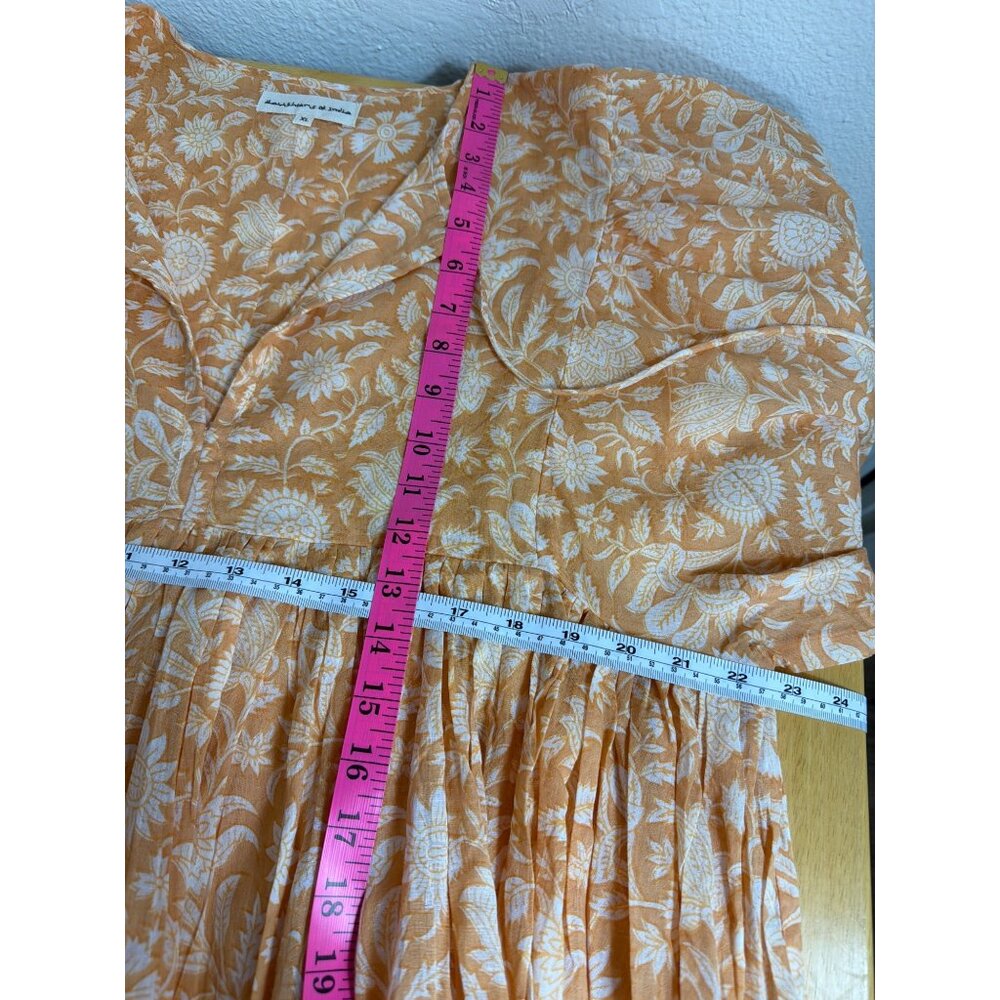 Daughter of India Kyra Mini Dress Tangerine Floral XL Boho Cotton NWOT - Picture 11 of 16